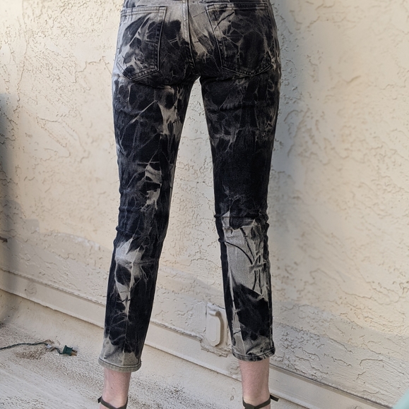 Hand Dyed Bleached GAP 1969 Black Crop Jeans - Picture 5 of 7